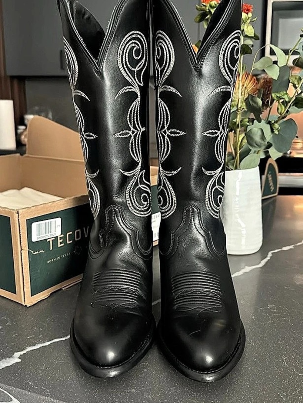 Tecovas The Jane Black Embroidered Heeled Boots